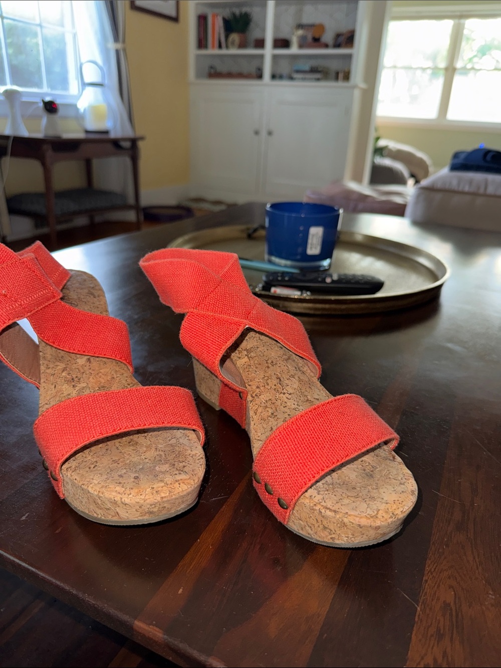 Lucky Brand Salmon Cork Wedge Sandals